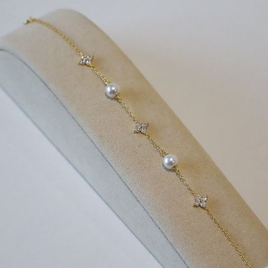 FLOWER PEARL - STERLING SILVER BRACELET
